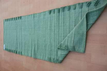 Jaipur art & Rugs Organic Cotton Yoga Mat - Eco-Friendly Hand-Woven Rug - Non Slip & Thick (24”x72”x5mm) for Everyday Fitness at Home - Comfortable Extra-Long - color: Light Green
