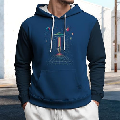 MARSVOVO Hoodies for Men Classic Long Sleeve Pullover Funny Sweatshirts Basic Casual Fashion Fall Hoodies with Pocket - color: Moon and Space, size: XX-Large