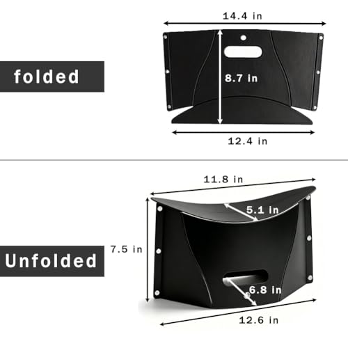 Folding Portable Camping Hiking Stool, Lightweight Collapsable Foldable Chair for Travel Gathering BBQ Subway Backpacking Outdoor Squatty Potty Ultralight Mini (Black) - color: Black