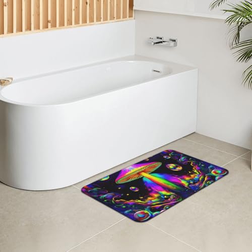 Anti-Slip Waterproof Bathtub Mat Indoor Outdoor Bedroom, Livingroom Diningroom Playroom Kitchen Patio Entrance Floor Mat Trippy Magic Mushrooms Art - color: Pattern 344
