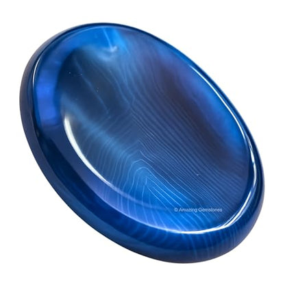 Amazing Gemstone Alma Blue Agate Worry Stone, Healing Crystals - Piedra Crystal Fidget for Gift, Meditation, Calming, Relaxation, Stress Relief - color: Blue Agate