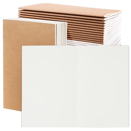 EOOUT 24 Pack Blank Kraft Notebooks, A5 Journals Notebook Bulk, Unlined Paper Sketchbooks, 8.3x5.5in 60 Pages Travel Journal Set for Journaling, Student, Kids, Writing - style: Blank-24pack