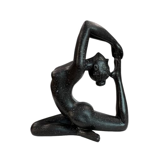 Yoga Figurine Sculpture, Modern Abstract Yoga Statue for Home Decor, Elegant Female Meditation Figurine for Living Room, Office, Yoga Studio & Tabletop Display(Black) - color: Black