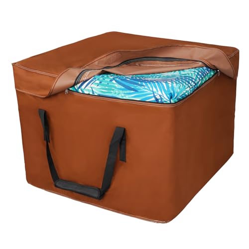 NettyPro Outdoor Patio Cushion Storage Bags 32 x 32 x 24 inch Water-Resistant Heavy Duty Small Storage Bag for Cushions, Brown - color: Brown, size: 1 Pack-32L x 32W x 24H