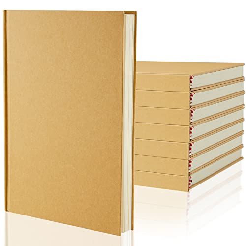 Henoyso 8 Pcs A5 Blank Notebooks Journals Bulk 100 Sheets/200 Pages Unlined Craft Notebooks Kraft Sketchbooks Hardcover for Writing Drawing for Gifts Students School Office, 8.3 x 5.7 in (Brown) - color: Brown, size: 8.3x5.7 Inch