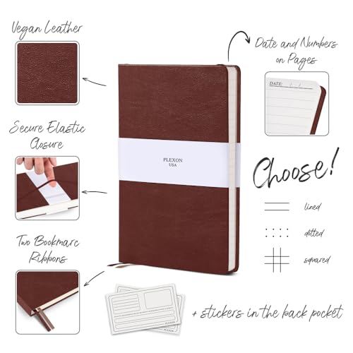 Plexon Graph Paper Notebook, Notebook Journal 160 Pages, Graph Notebook Medium 5.7 inches x 8 inches, 120 GSM Thick Paper, Chestnut Brown, Hardcover - color: Brown, style: Graph