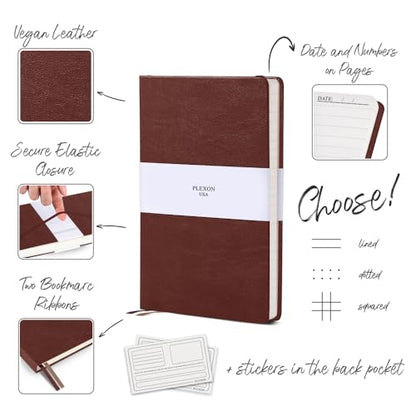 Plexon Graph Paper Notebook, Notebook Journal 160 Pages, Graph Notebook Medium 5.7 inches x 8 inches, 120 GSM Thick Paper, Chestnut Brown, Hardcover - color: Brown, style: Graph