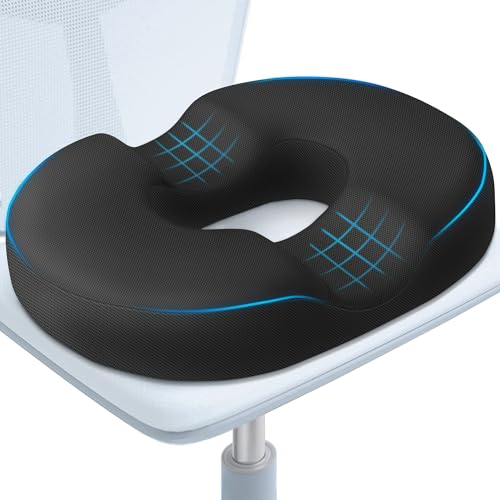 BlissTrends Donut Pillow Seat Cushion,Donut Chair Cushions for Postpartum Pregnancy & Hemorrhoids,Tailbone Pain Relief Cushion,Memory Foam Lifting Cushions for Office&Home Chairs (Black) - color: Black, size: Large