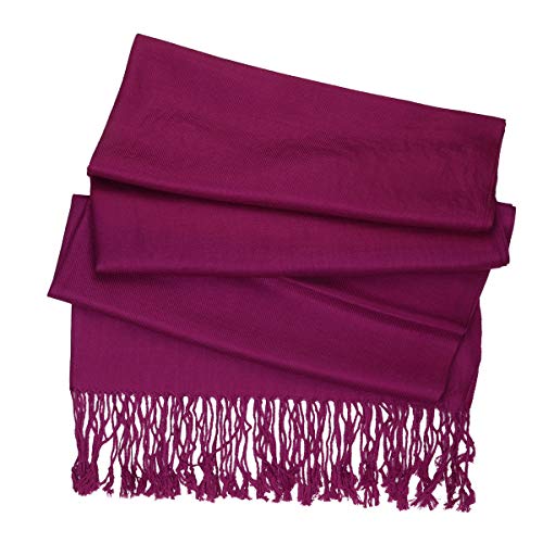 Falari Women's Soft Solid Color Pashmina Shawl Wrap Scarf, for Wedding, Bridesmaid Gifts, Evening Dress - color: Plum