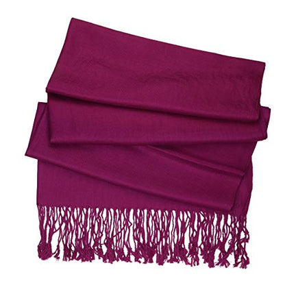 Falari Women's Soft Solid Color Pashmina Shawl Wrap Scarf, for Wedding, Bridesmaid Gifts, Evening Dress - color: Plum