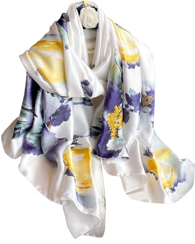 Dress Scarves Shawl Wraps Long Silky Scarf for Women Dressy Fashion Lightweight for Decorative Formal Evening Gowns - color: 1012-white Oil Painting