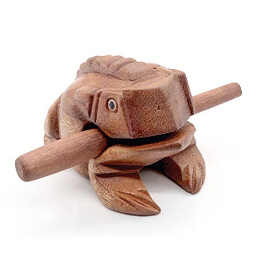BSIRI 4" Frog Guiro Rasp - Small Instrument Musical Wooden Percussion Wood Block Instrument of Frog Noise Maker and Cool Music Gifts Ideas Funny Weird Instruments for Adults Made from Nature Wood - size: 4 Inches Size
