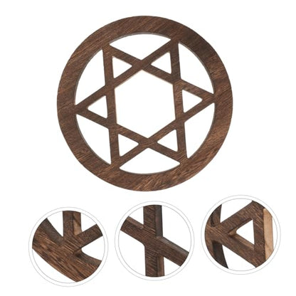 Homoyoyo Hand Carved Wooden Altar Tiles - Rustic Round for Astrology - 20x20cm Decor