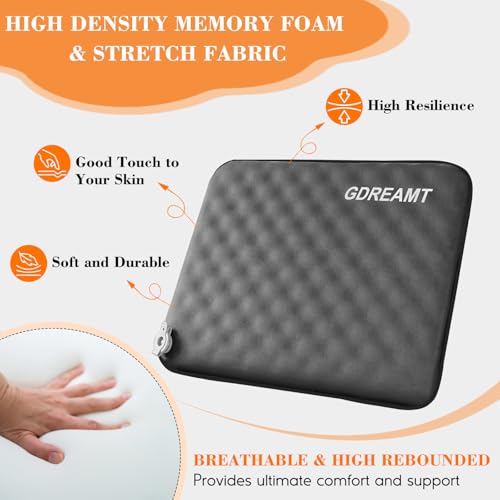 Inflatable Stadium Seat Cushion, Self-Inflating Memory Foam Airplane Seats Cushion for Long Flight Lightweight & Compact Chair Sitting Pad for Travel Camping Bleachers Office Sports Events