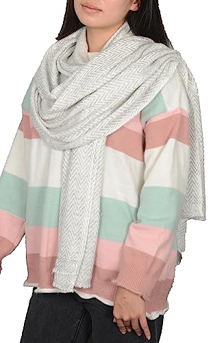 Handwoven Shawl Wraps Large Stole 8 ply Exclusive Premium Quality Wool Handmade in Nepal Pashmina Scarfs for Women And Men - color: Off-white