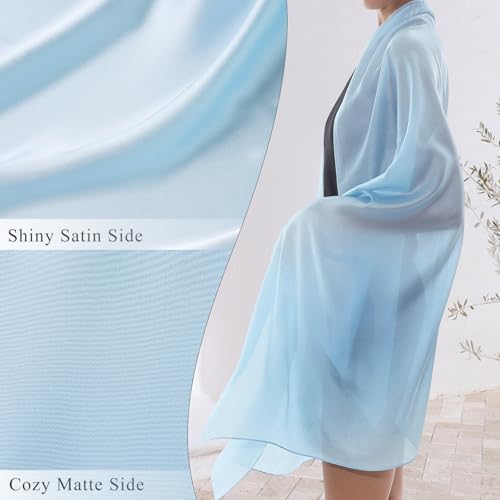 RIIQIICHY Women Shawls and Wraps for Evening Dresses Like Chiffon Silk Scarf Formal Silky Pashmina Shawls for Weddings - color: Light Blue
