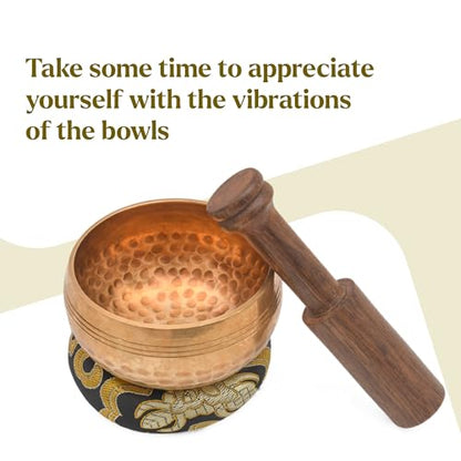Tibetan Singing Bowl Set-Authentic Cuencos Tibetanos for Sound Healing, Meditation & Chakra Balancing - Includes Cushion, Mallet-Unique Spiritual Gifts for Women and Men (3.5 Inch Bowl) - size: 3.5 Inch Bowl