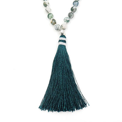 mala Beads Necklace for Women Man, mala Bracelet, Prayer Beads Necklace - color: tree agate