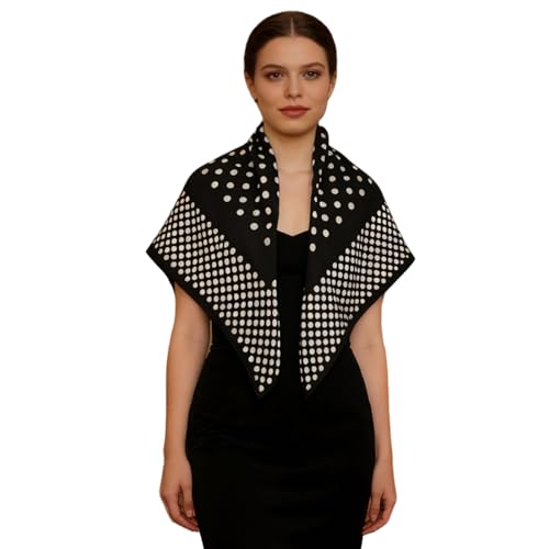 35" Head Scarf Large Square Scarf Like Cotton Hairscarf Fashion Scarves Bandana Night Sleeping Wraps for Women B01 - color: Black-white Polka Dots