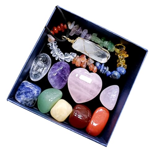 COLLBATH 1Set Delicate Healing Crystal Chakra Pendant Present Box Portable Meditation Stones for Yoga Decoration Personal Present for Meditation Enthusiasts