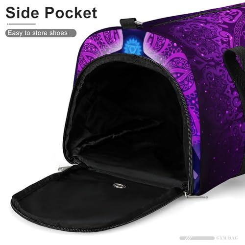 Seven Chakra Yoga Meditation Lotus Purple Mandala Large Capacity Portable Fitness Bag, Easy to Carry - color: Seven Chakra Yoga Meditation lotus purple man
