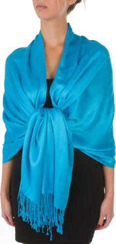 Sakkas 78" X 28" Rayon from Bamboo Soft Solid Pashmina Feel Shawl/Wrap/Stole - color: Azure Blue