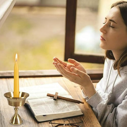 20 Min Beeswax Meditation Candles – 30 Pack, Includes Mini Candle Holder & 12 Wax Dots, Slow Burn, Natural Unscented, Yoga Prayer Mindfulness & Relaxation - color: Beeswax, size: 30 Pack