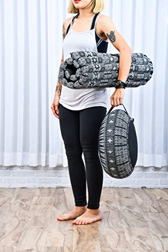 Leewadee Zabuton Seating Cushion – Square Floor Seat for Meditation Exercises, Light Yoga Mat Filled with Kapok - color: Cbt4 - Black