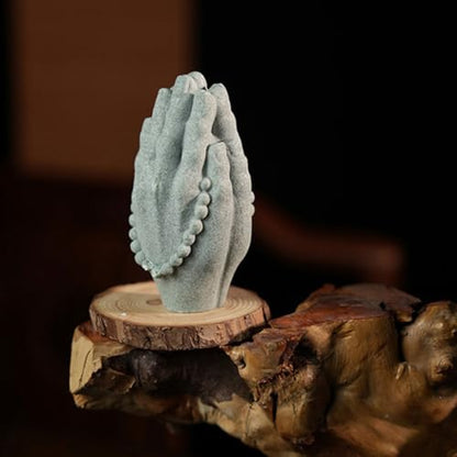 VANZACK Zen Style Sandstone Hand Figurine Statue for Home Indoor Desktop Decor Meditation Room Accent Sculpture