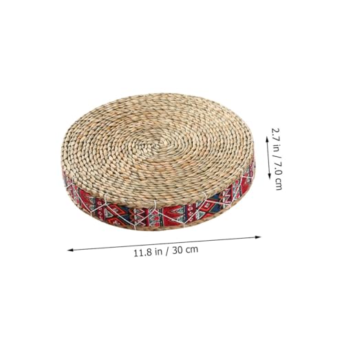 minkissy Woven Round Meditation Cushion 30cm Diameter X 7cm Height Natural Straw Floor Pillow Japanese Style Indoor Seating Pad for Yoga and Zen Practice