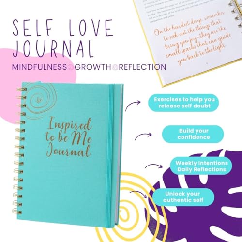 Journals for Women - Inspired to Be Me Journal -Self Care Gifts for Women - Journal with Weekly Intention & Reflection Pages - Gift for Women's Personal Growth & Healing Journey - Includes Inspirational Poem - color: teal