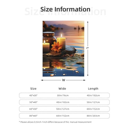 60"X50" Throw Blanket Plush Flannel Fleece Blanket Soft Lightweight Candles Meditation Stones Cozy Blankets for Bed Couch Sofa Travel - size: 60"x50"