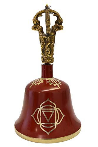 Poshnpretty Tibetan Bell Note A B C D E F G Chakra Meditation Harmony 5.5" Long (Red Root Chakra (Note F)) - color: Red "Root Chakra" (Note "F")