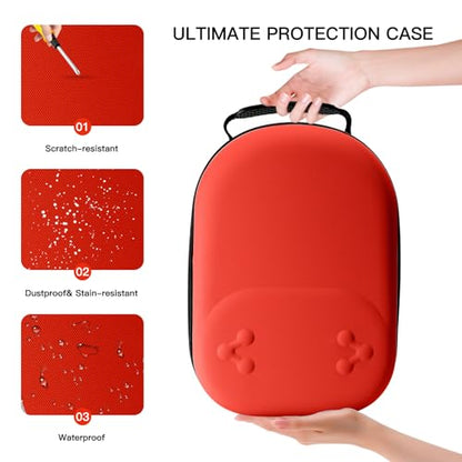 Hard Carrying Case Compatible with Oculus Meta 3/3S,VR Headset Elite Strap and Touch Controller Accessories Carry Case,Hard Shell Travel Storage Bag (Red) - color: Red