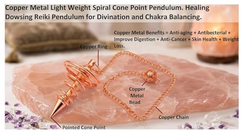 Lightweight Copper Reiki Pendulum for Dowsing, Chakra Testing & Divination – Spiral Cone Healing Tool for Meditation, Energy Balance & Negative Energy Removal - color: Spiral Cone Copper Metal Pendulum