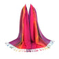Rave Pashmina Scarf, Fashion Colorful Shawls and Wraps Soft Festival Scarves - color: B-fuchsia (Feather Pattern)