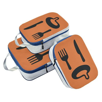 Stackable 3 Set Packing Travel Bags Polyester Travel Bags for Luggage, Hungry Fork Look (3 Set) - color: Hungry Fork Look