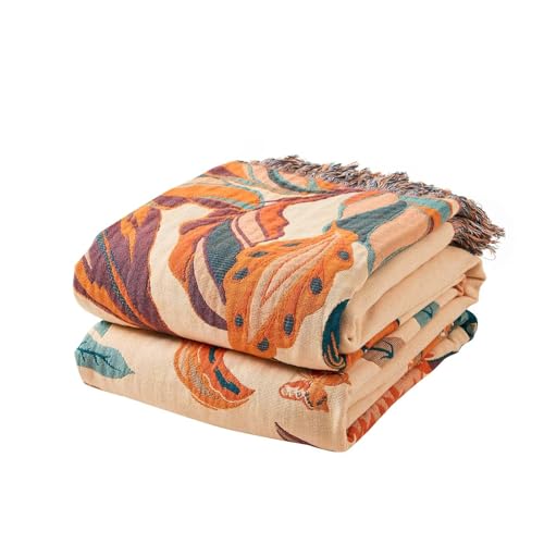 XIBLC Boho Throw Blanket for Bed, 100% Cotton Soft Rustic Quilt Fall Blanket, 90"x98" Floral Printed Farmhouse Decor Bed Blankets, All Season Rustic Reversible Bohemian Throw Quilt - color: J-flowers Tulips, size: 90x98 Inch