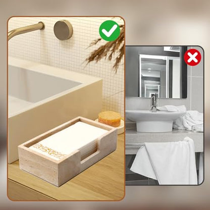 Guest Towel Holder Natural Travertine Bathroom Napkin Holder Luxe Stone Napkin Holder for Bathroom,Stylish Guest Towel Holder Tray for Bathroom Vanity Toilet Dining Table, Beige - size: 9.5 x 5.4 Inch