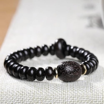 Zen Dear Unisex Natural Ebony Wood Buddhist Prayer Bead Necklace Bracelet Tibetan Prayer Mala Beaded Black - style: 6mmx10mmx28Abacus Beads