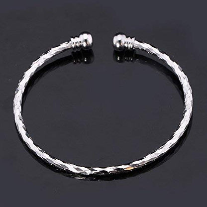 U7 Unisex Simple Cuff Bracelet 18K Real Gold Platinum Plated Fine Bracelets Fashion Jewelry Open Bangle Cuff Bracelets, Twisted or Heart Style - color: A. Basic Platinum