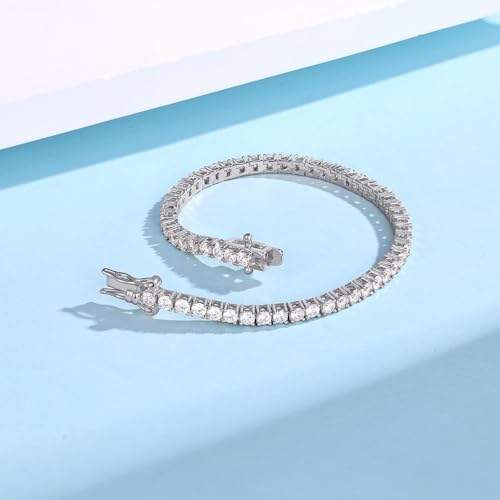 2.5mm Tennis Bracelet, 2.5mm Thin 18K White Gold Plated Cubic Zirconia Tennis Bracelet for Women - color: White Gold Plated, size: 2.5mm 8 inch