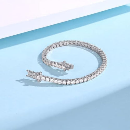 2.5mm Tennis Bracelet, 2.5mm Thin 18K White Gold Plated Cubic Zirconia Tennis Bracelet for Women - color: White Gold Plated, size: 2.5mm 8 inch