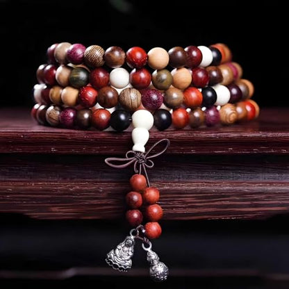 Zen Dear Unisex Natural Colorful Wood Buddhist Prayer Beads Bracelet Necklace Tibetan Mala Prayer Beads - style: 8mm 108beads