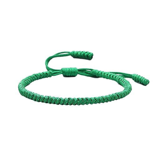 COLORFUL BLING Hand-Knitted Lucky String Bracelet Adjustable Tibetan Buddhist Prayer Yoga Mala Bracelets Kabbalah Protection Couple Jewelry - color: dark green