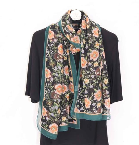 Pokeedioty Scarfs for Women Lightweight Fashion Scarves Elegant Floral Pattern Sheer Scarfs Sunscreen Shawls Wraps - color: P 066