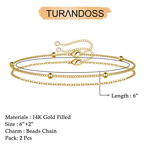 Dainty Gold Bracelets for Women, 14K Gold Plated Adjustable Layered Beads Bracelet Cute Evil Eye Oval Chain Pearl Bar Turtle Gold Bracelets for Women Jewelry