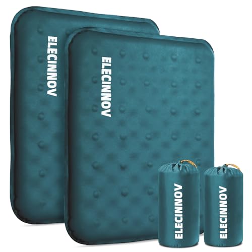 Inflatable Seat Cushion, 2 Pack Self Inflating Memory Foam Portable Stadium Seat Cushions for Bleachers Lightweight Camping Comfort Airplane Cushion for Long Flights Outdoor Events (2 Pack Blue) - color: Blue-2pack