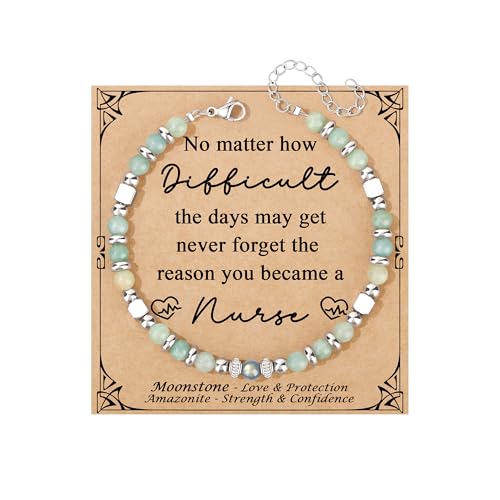 JoycuFF 𝗚𝗶𝗳𝘁𝘀 𝗳𝗼𝗿 𝗪𝗼𝗺𝗲𝗻 𝗠𝗼𝗼𝗻𝘀𝘁𝗼𝗻𝗲 𝗕𝗿𝗮𝗰𝗲𝗹𝗲𝘁 Amazonite Colorful Imperial Jasper Stainless Steel Beads Bracelets, Graduation Christmas Valentines Mothers Day Birthday Gifts - style: Nurse Gifts for Women-Amazonite