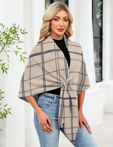 iWoo Women Soft Shawl Wraps kintted Open Front Poncho Sweater for Spring Summer